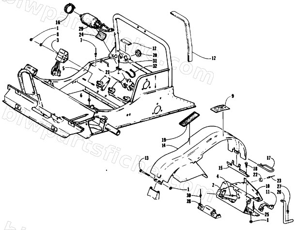 FRONT FRAME AND FOOTREST ASSEMBLY diagram