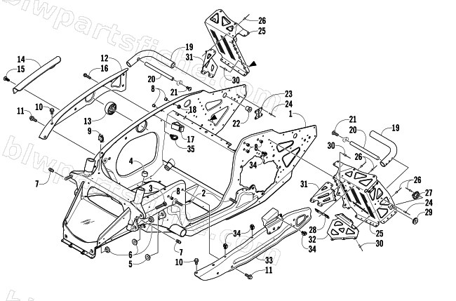 FRONT FRAME AND FOOTREST ASSEMBLY diagram