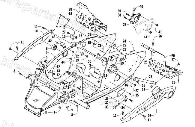 FRONT FRAME AND FOOTREST ASSEMBLY diagram