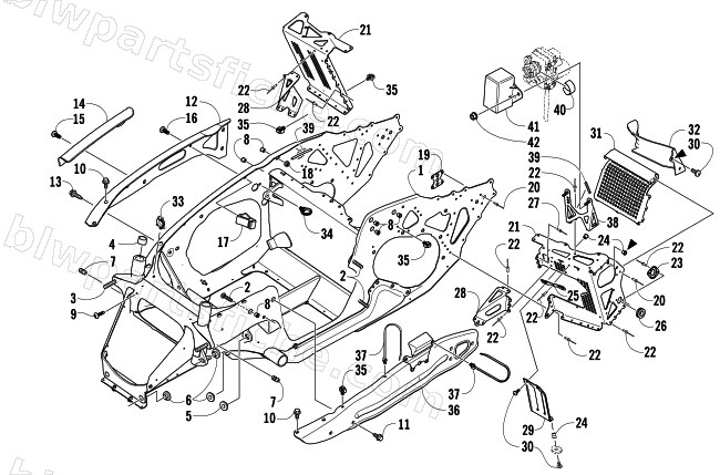 FRONT FRAME AND FOOTREST ASSEMBLY diagram