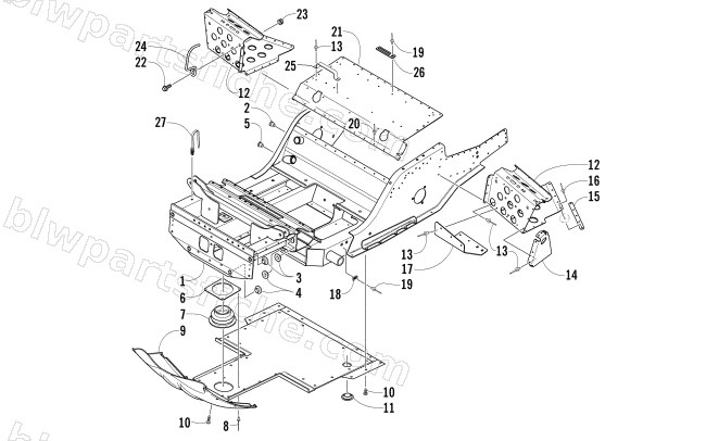FRONT FRAME AND FOOTREST ASSEMBLY diagram