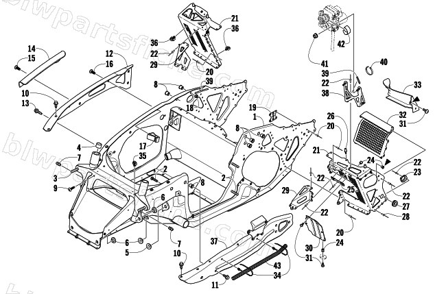 FRONT FRAME AND FOOTREST ASSEMBLY diagram