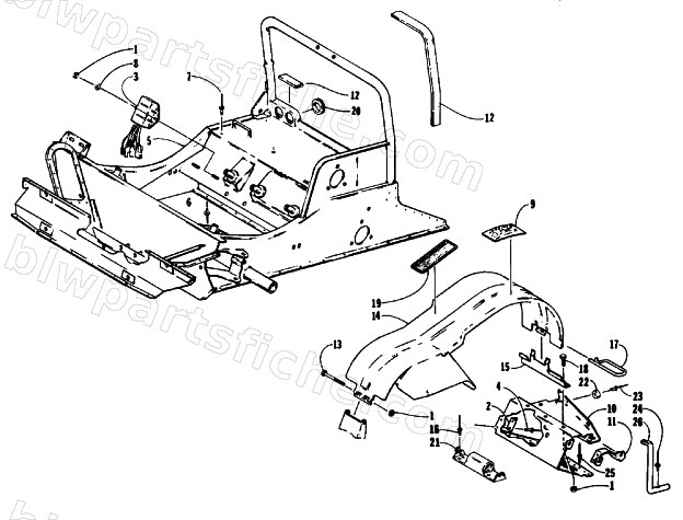 FRONT FRAME AND FOOTREST ASSEMBLY diagram