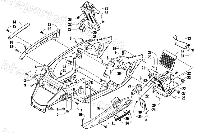 FRONT FRAME AND FOOTREST ASSEMBLY diagram
