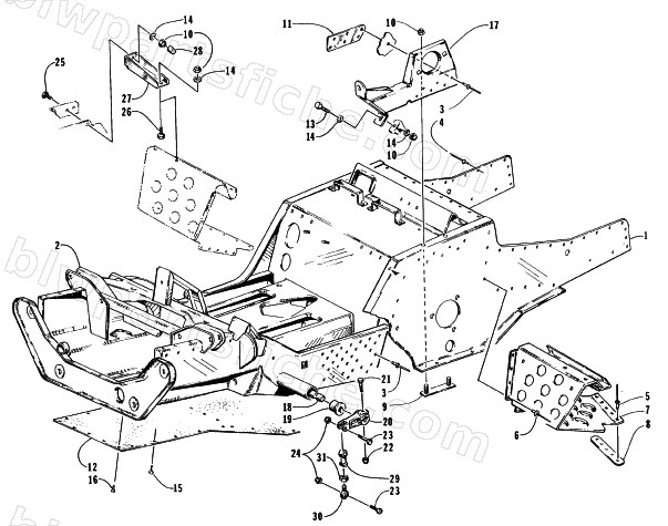 FRONT FRAME AND FOOTREST ASSEMBLY diagram