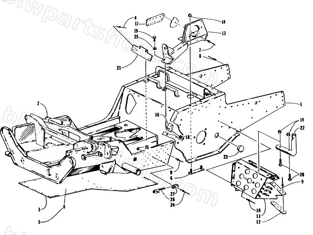 FRONT FRAME AND FOOTREST ASSEMBLY diagram