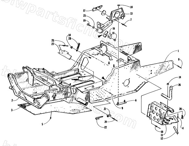 FRONT FRAME AND FOOTREST ASSEMBLY diagram