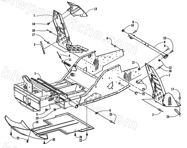 FRONT FRAME AND FOOTREST ASSEMBLY (MC) diagram