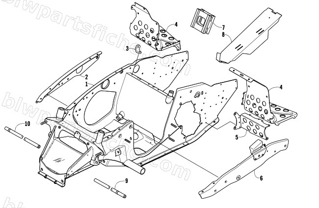 FRONT FRAME AND STEERING COMPONENTS BLACK WIDOW diagram