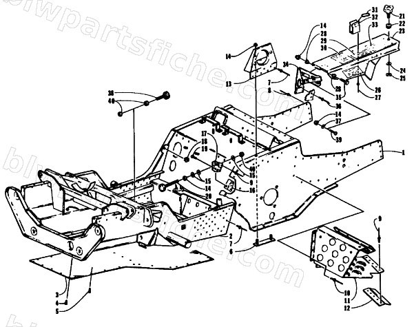 FRONT FRAME, FOOTREST, AND CLUTCH SHIELD ASSEMBLY diagram