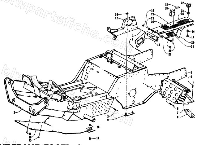 FRONT FRAME, FOOTREST, AND CLUTCH SHIELD ASSEMBLY diagram