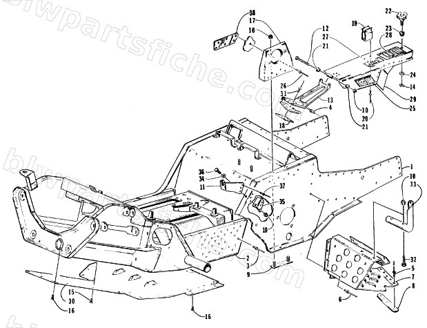 FRONT FRAME, FOOTREST, AND GUARD ASSEMBLIES diagram