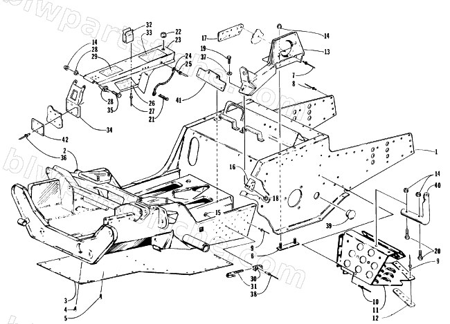 FRONT FRAME, FOOTREST AND GUARD ASSEMBLY diagram