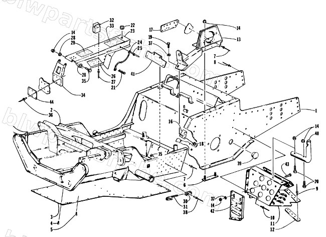 FRONT FRAME, FOOTREST, AND GUARD ASSEMBLY diagram