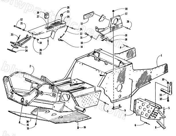 FRONT FRAME, FOOTREST, AND GUARD ASSEMBLY diagram