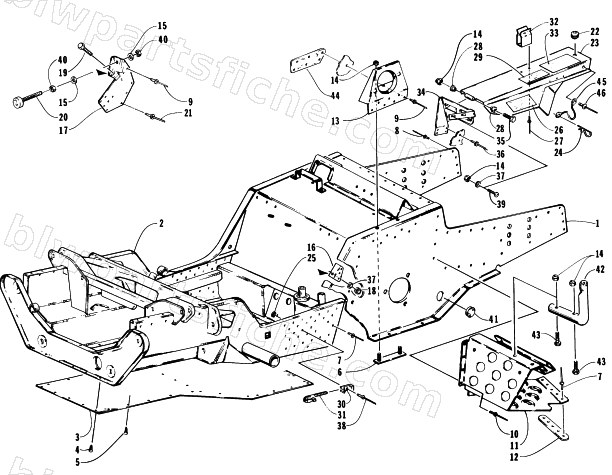 FRONT FRAME, FOOTREST, AND GUARD ASSEMBLY diagram
