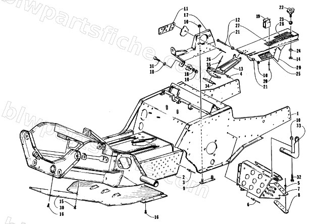 FRONT FRAME, FOOTREST, AND GUARD ASSEMBLY diagram