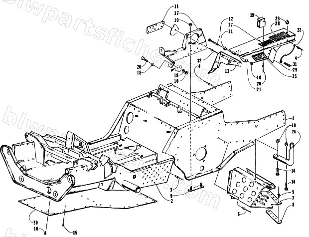 FRONT FRAME, FOOTREST, AND GUARD ASSEMBLY diagram