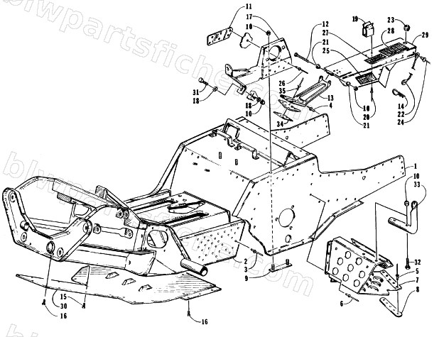 FRONT FRAME, FOOTREST, AND GUARD ASSEMBLY diagram