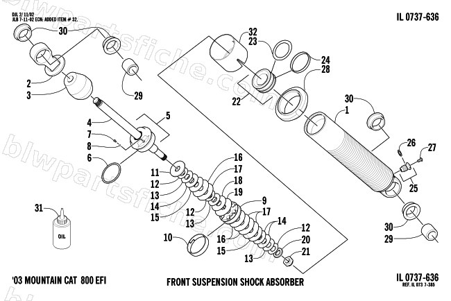 FRONT SUSPENSION SHOCK ABSORBER diagram