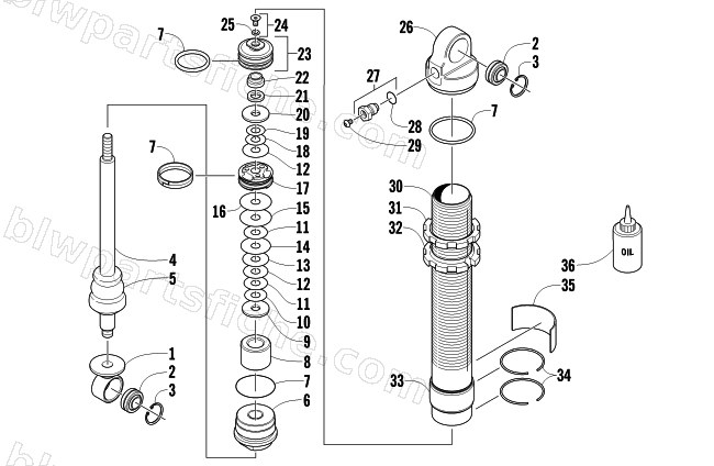 FRONT SUSPENSION SHOCK ABSORBER diagram
