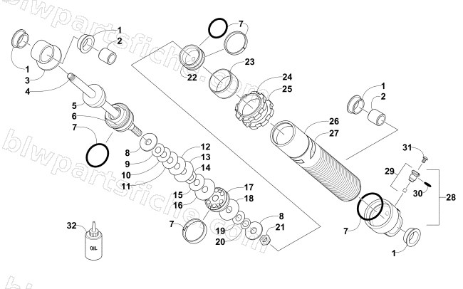 FRONT SUSPENSION SHOCK ABSORBER diagram