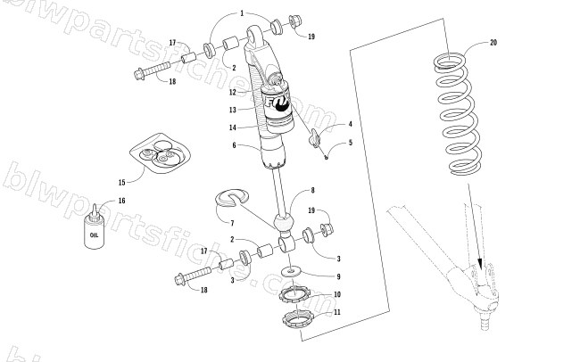FRONT SUSPENSION SHOCK ABSORBER diagram
