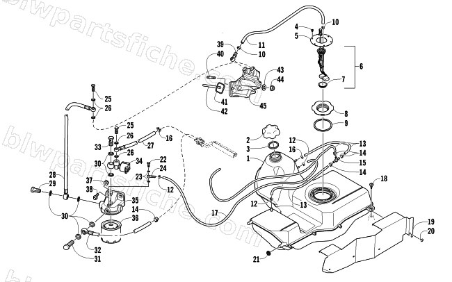 FUEL TANK AND FUEL FILTER ASSEMBLIES diagram