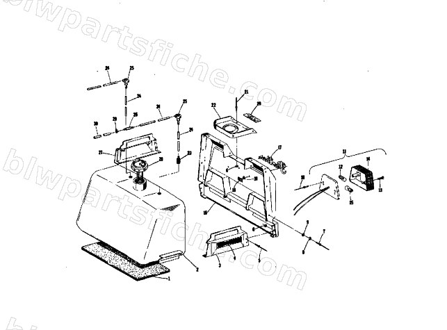 FUEL TANK, SHROUD AND TAILLIGHT diagram