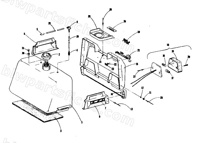 FUEL TANK, SHROUD AND TAILLIGHT diagram