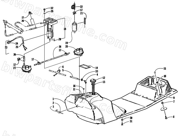 GAS TANK AND FUEL PUMP ASSEMBLIES diagram