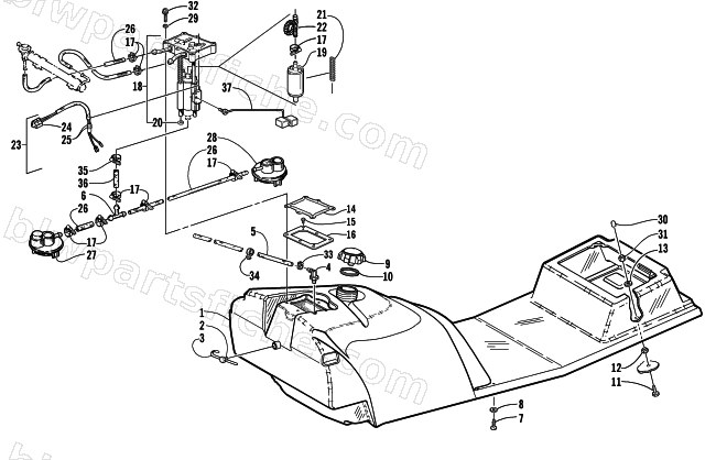 GAS TANK AND FUEL PUMP ASSEMBLIES diagram