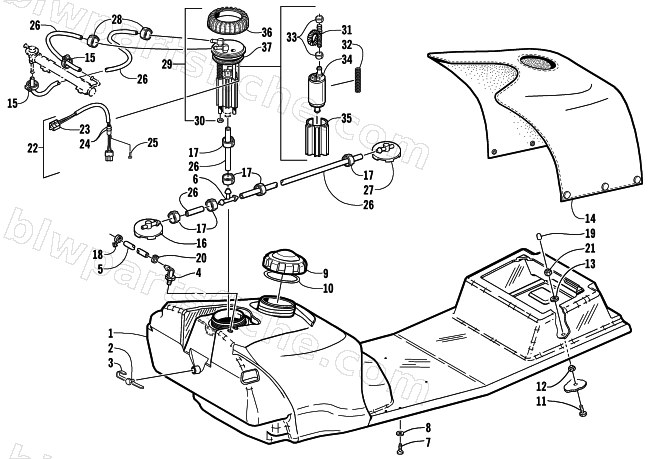 GAS TANK AND FUEL PUMP ASSEMBLIES (LE) diagram