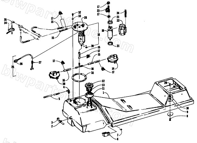 GAS TANK AND FUEL PUMP ASSEMBLY diagram