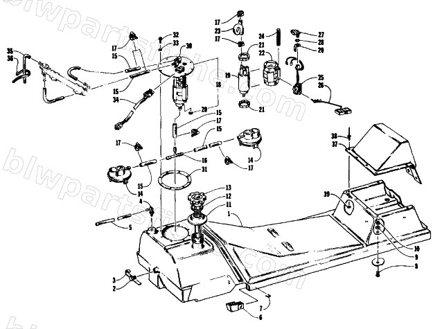 GAS TANK AND FUEL PUMP ASSEMBLY diagram