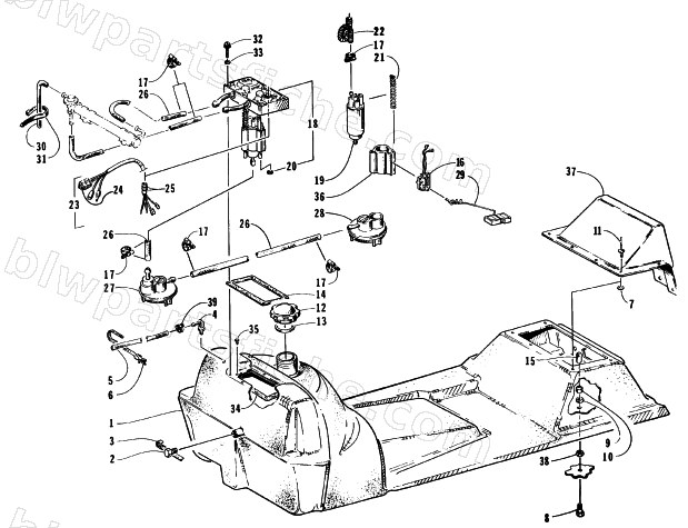 GAS TANK AND FUEL PUMP ASSEMBLY diagram