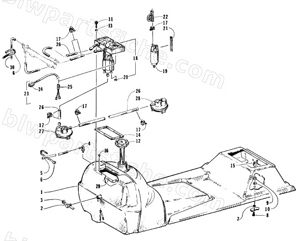 GAS TANK AND FUEL PUMP ASSEMBLY diagram