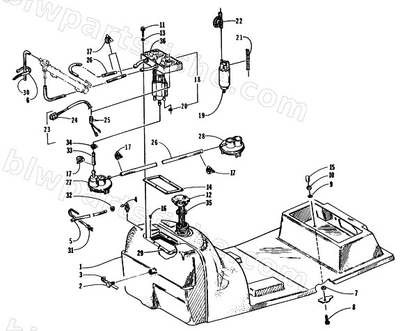 GAS TANK AND FUEL PUMP ASSEMBLY diagram