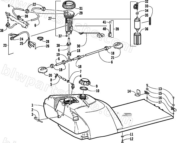 GAS TANK AND FUEL PUMP ASSEMBLY diagram