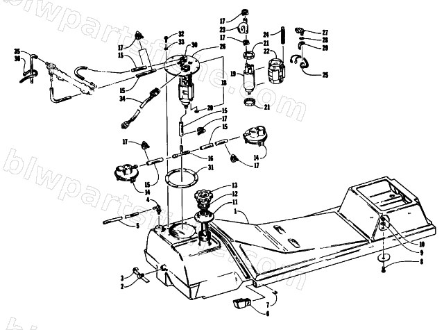 GAS TANK AND FUEL PUMP ASSEMBLY diagram
