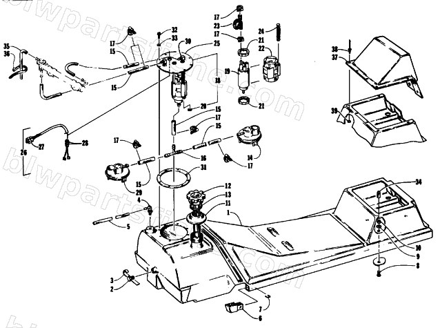 GAS TANK AND FUEL PUMP ASSEMBLY diagram
