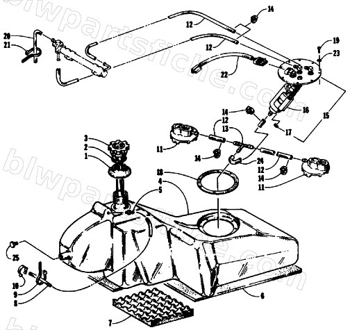 GAS TANK AND FUEL PUMP ASSEMBLY diagram