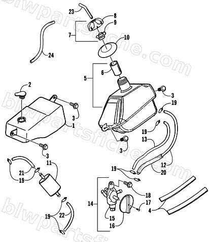 GAS TANK AND OIL TANK ASSEMBLIES diagram
