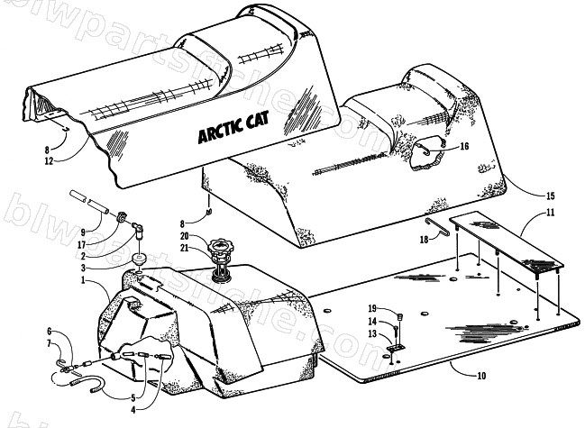 GAS TANK AND SEAT ASSEMBLIES diagram