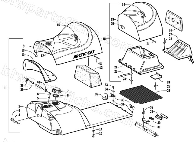 GAS TANK AND SEAT ASSEMBLY diagram