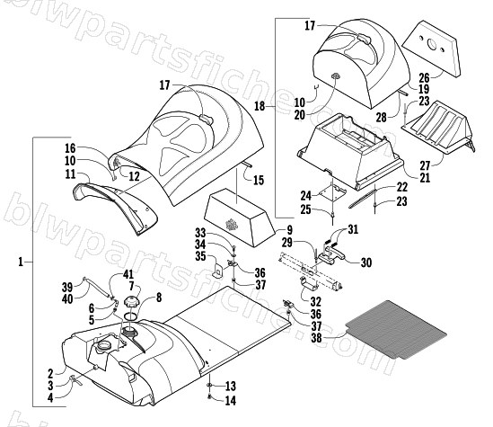 GAS TANK AND SEAT ASSEMBLY diagram