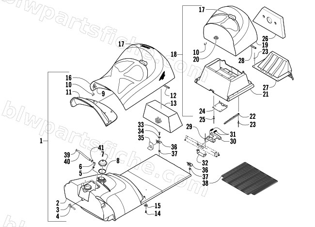 GAS TANK AND SEAT ASSEMBLY diagram