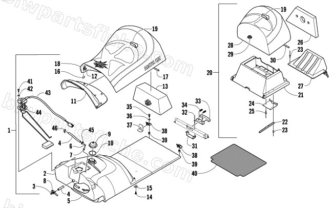 GAS TANK AND SEAT ASSEMBLY diagram