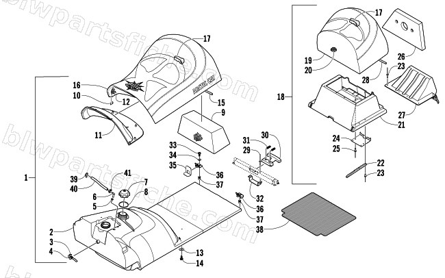 GAS TANK AND SEAT ASSEMBLY diagram