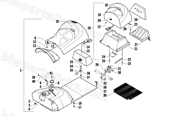 GAS TANK AND SEAT ASSEMBLY diagram
